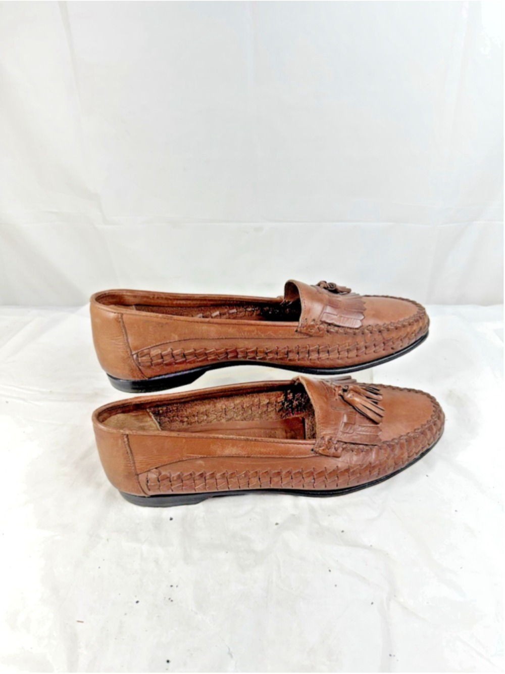 Giorgio Brutini Le Glove Leather Loafers Tassel Woven Bartell Brown 8.5 D